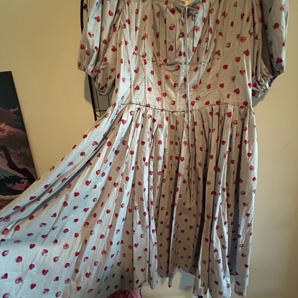 Ivy City Co Thea Striped Dress with Red Strawberry Print - Picture 4 of 8